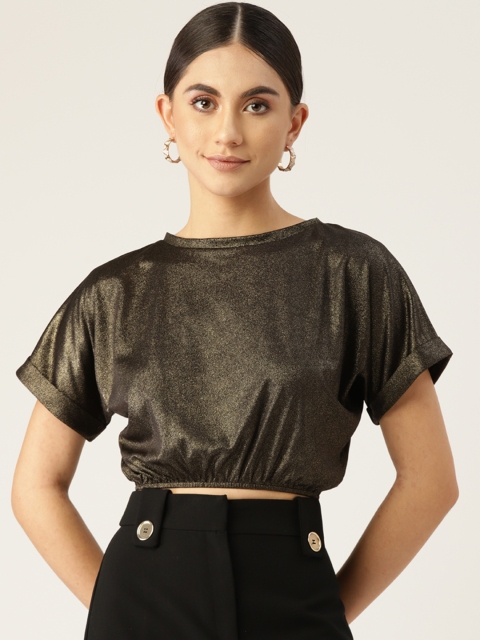 

Rue Collection Black Extended Sleeves Metallic Crop Top