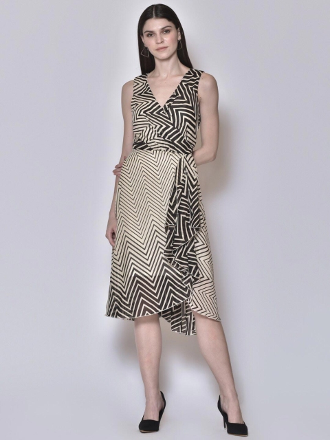 

250 DESIGNS Beige Animal Georgette Dress