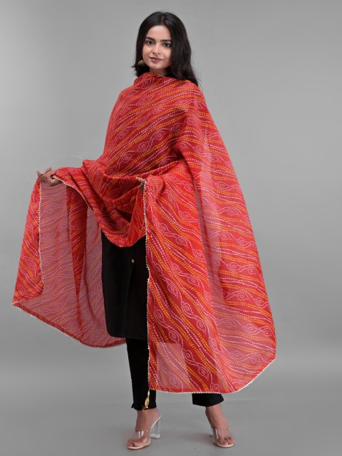 

Apratim Red & Orange Printed Bandhani Dupatta