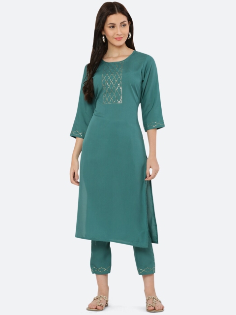 

KETAKI FASHION Women Sea Green Kurta with Trousers