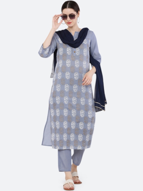 

KETAKI FASHION Women Lavender Ethnic Motifs Printed Kurta with Trousers & With Dupatta