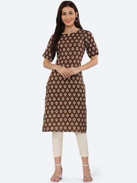 

KETAKI FASHION Women Brown Ethnic Motifs Printed Kurta with Trousers