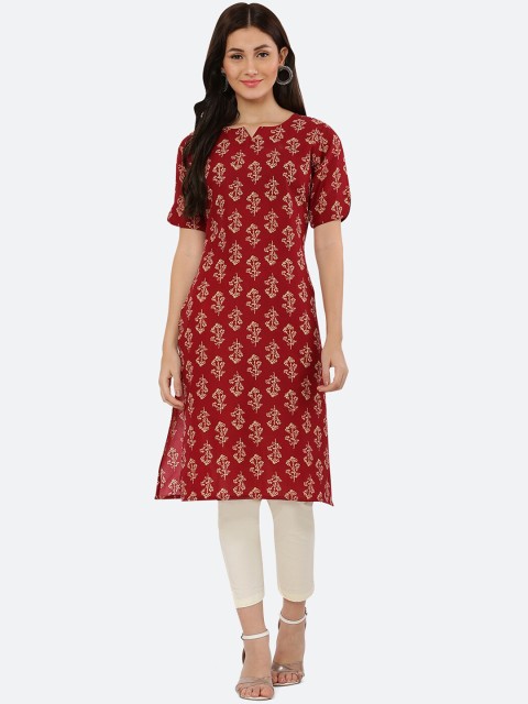 

KETAKI FASHION Women Maroon Ethnic Motifs Printed Kurta with Churidar