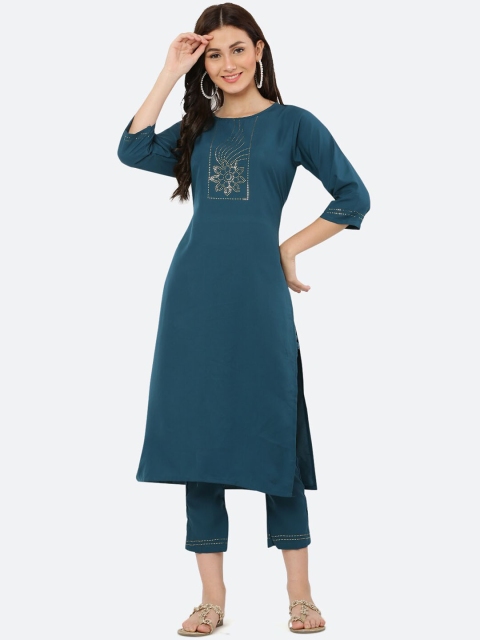 

KETAKI FASHION Women Navy Blue Kurta with Trousers