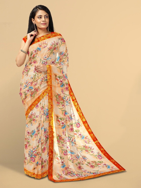 

Kalamandir Orange & Mustard Floral Silk Blend Saree