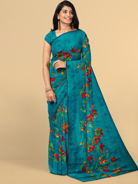 

Kalamandir Blue & Red Floral Silk Blend Saree