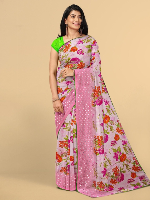 

Kalamandir Women Pink & Red Floral Poly Georgette Saree