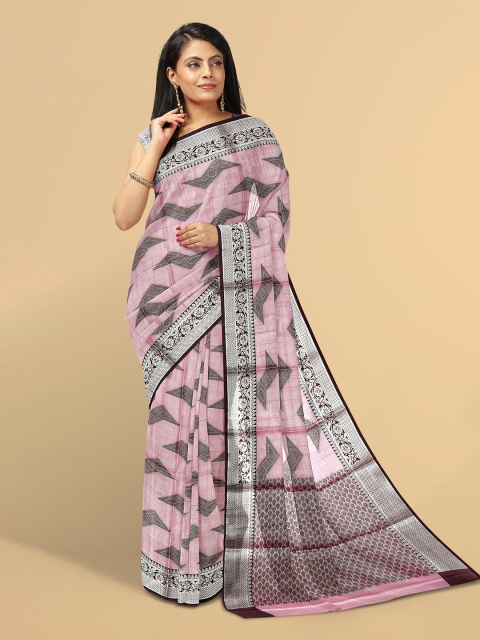 

Kalamandir Pink & Grey Silk Blend Saree