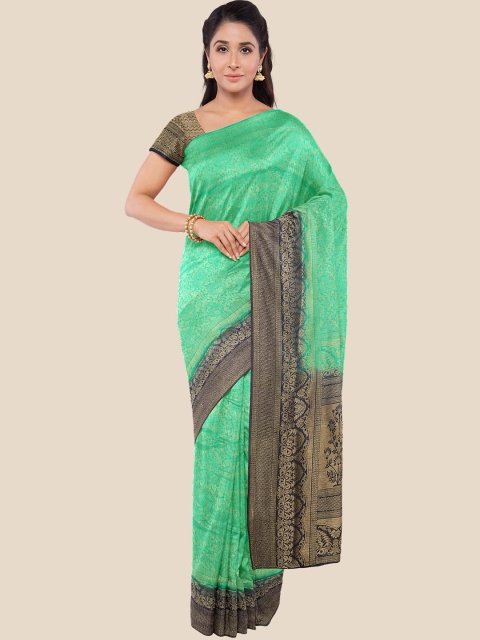 

Kalamandir Teal & Navy Blue Floral Zari Silk Blend Saree