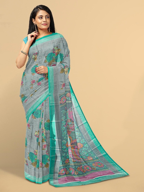 

Kalamandir Grey & Pink Floral Silk Blend Saree