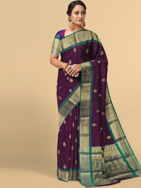 

Kalamandir Magenta & Green Floral Zari Saree