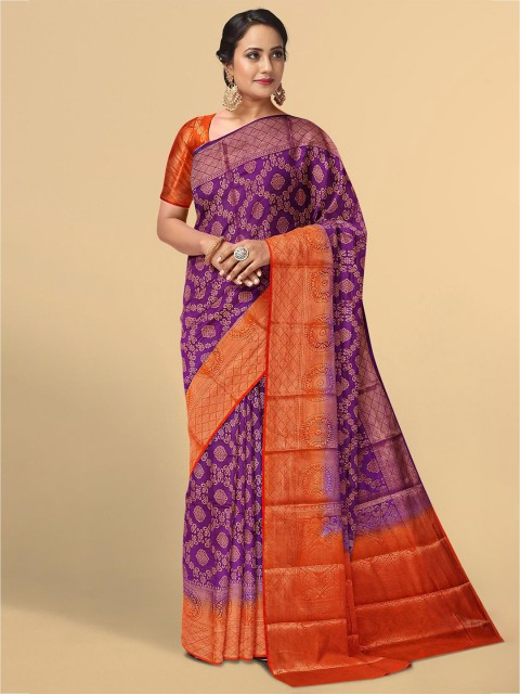 

Kalamandir Purple & Red Zari Silk Blend Saree