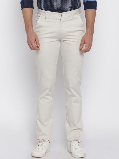 

Park Avenue Men White Slim Fit Solid Regular Trousers
