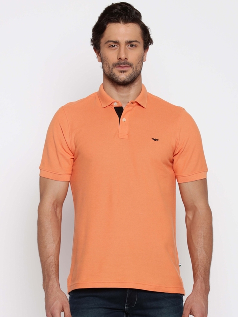 

Park Avenue Men Orange Solid Slim Fit Polo Collar T-shirt