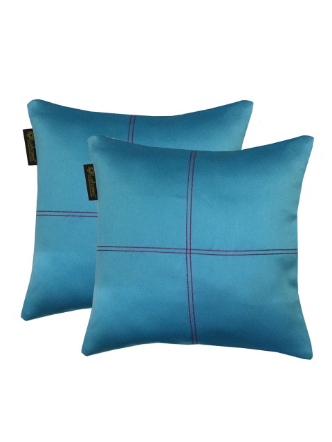 

Lushomes Turquoise Blue Set of 2 Square Cushion Covers