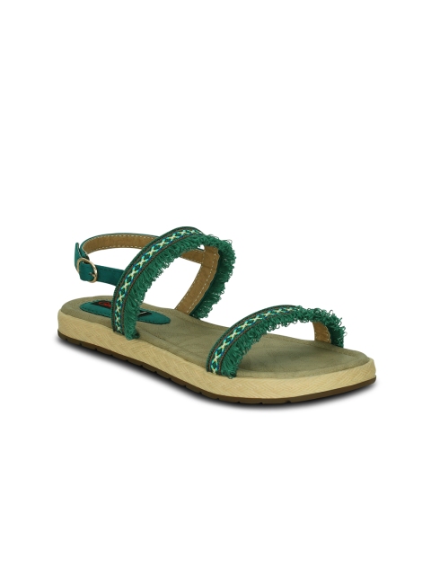 

Get Glamr Women Green Woven Design Open Toe Flats