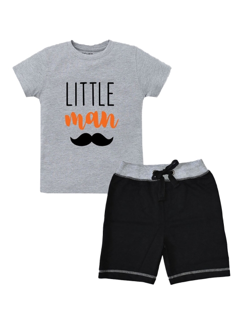 

Hopscotch Boys Grey & Black Printed T-shirt with Shorts