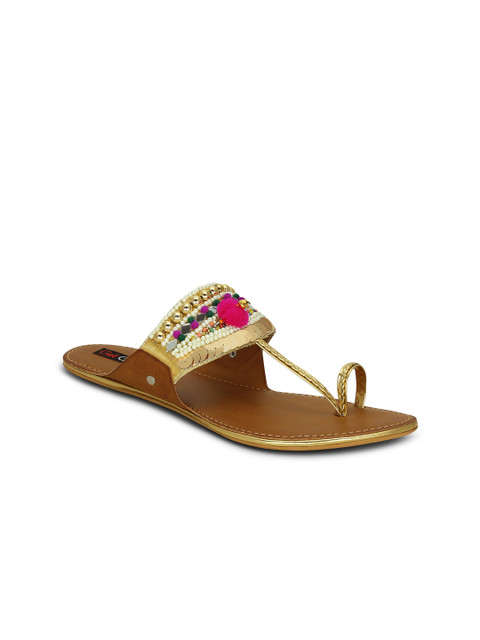 

Get Glamr Women Gold-Toned Open Toe Flats