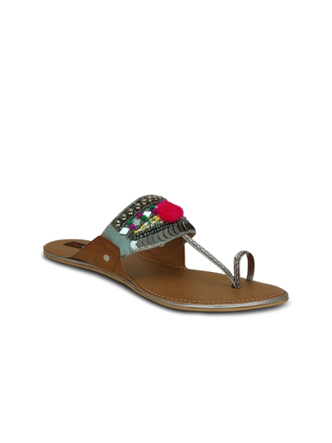 

Get Glamr Women Grey One Toe Embellished Flats