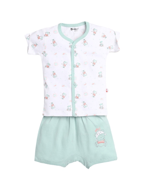 

Hopscotch Boys Green & White Printed T-shirt with Shorts