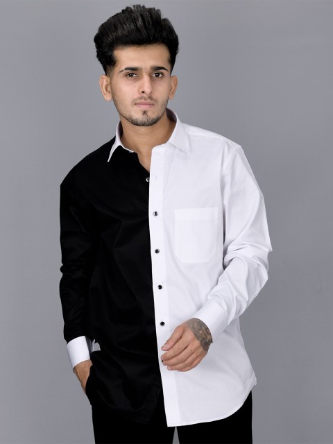 

FRENCH CROWN Men Black & White Standard Shirt