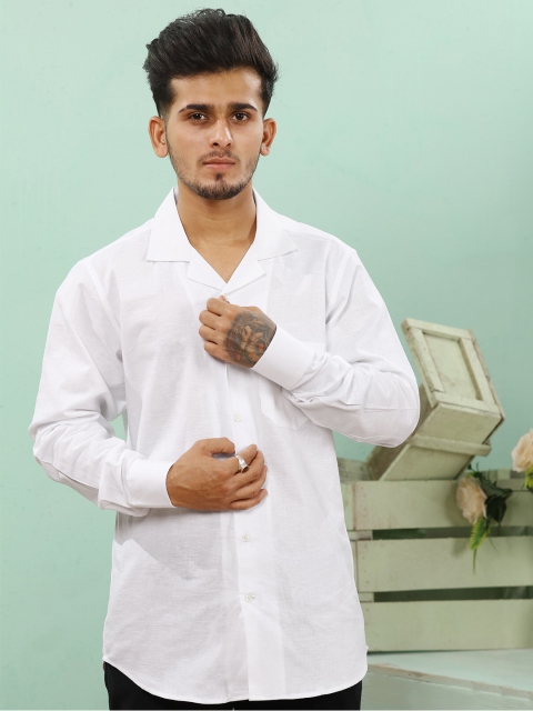 

FRENCH CROWN Men White Standard Linen Formal Shirt
