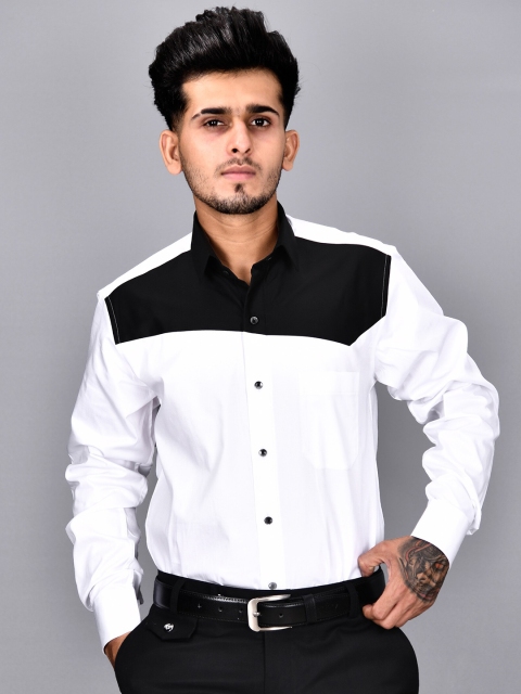 

FRENCH CROWN Men Black Standard Pure Cotton Casual Shirt