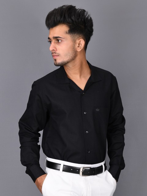 

FRENCH CROWN Men Black Standard Formal Shirt
