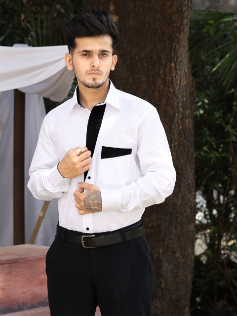 

FRENCH CROWN Men White Standard Formal Shirt