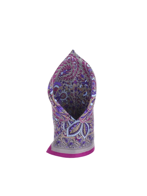 

Alvaro Castagnino Purple & Grey Printed Pocket Square