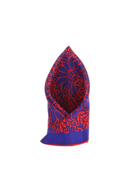 

Alvaro Castagnino Blue and Maroon Printed Pocket Square