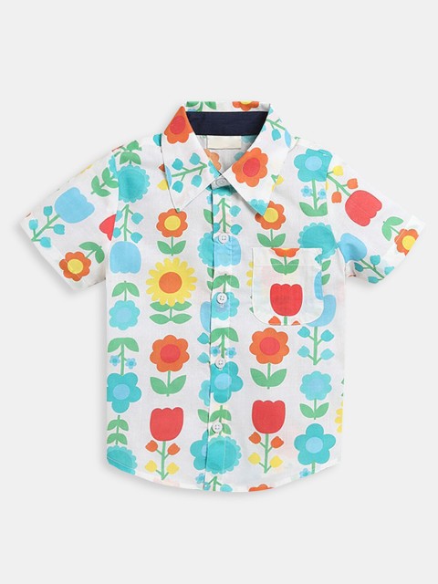 

Hopscotch Boys Off White Floral Printed Casual Shirt