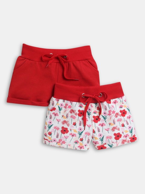 

Hopscotch Girls Pack Of 2 Red Printed Shorts