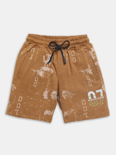 

Hopscotch Boys Brown Conversational Printed Shorts