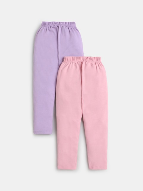 

Hopscotch Girls Pack Of 2 Pink & Purple Solid Ankle-Length Leggings