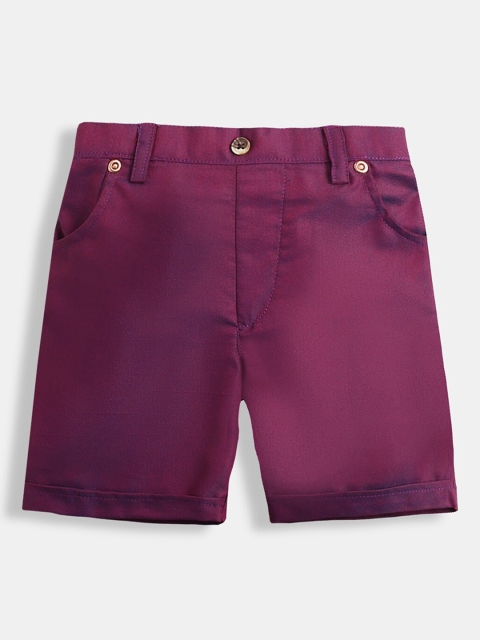 

Hopscotch Boys Purple Solid Pure Cotton Shorts
