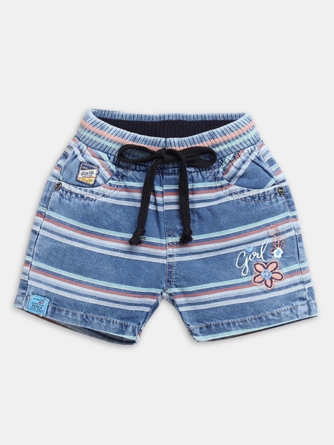 

Hopscotch Girls Blue Striped Regular Shorts