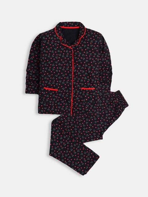 

Hopscotch Girls Red & White Printed Night suit