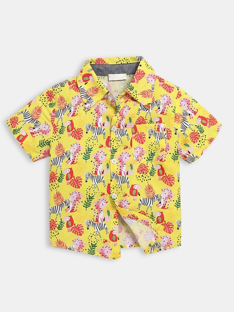 

Hopscotch Boys Yellow Printed Animal Print Casual Shirt