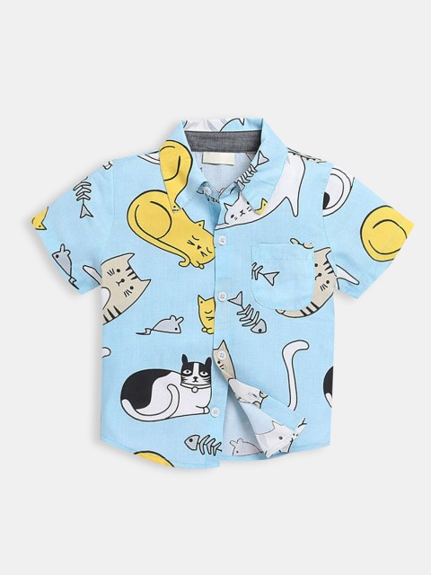

Hopscotch Boys Blue Printed Casual Shirt