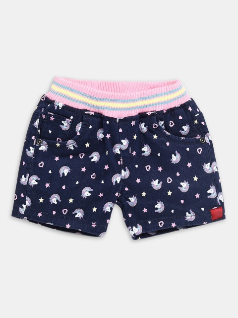 

Hopscotch Girls Navy Blue Conversational Printed Shorts