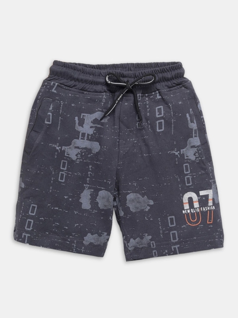 

Hopscotch Boys Grey Printed Pure Cotton Shorts