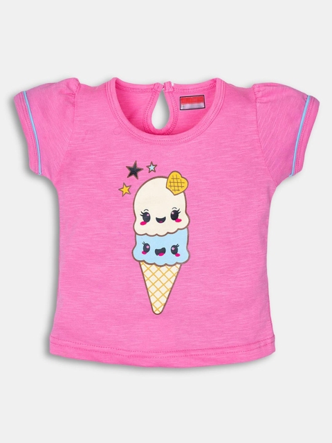 

Hopscotch Girls Pink Printed T-shirt