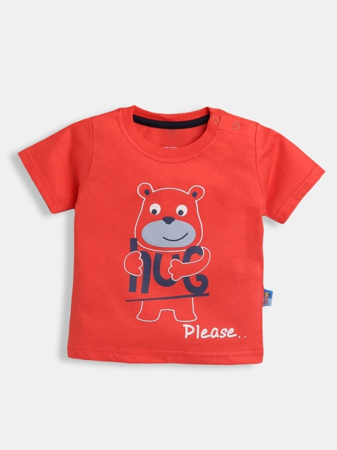 

Hopscotch Boys Orange Printed T-shirt