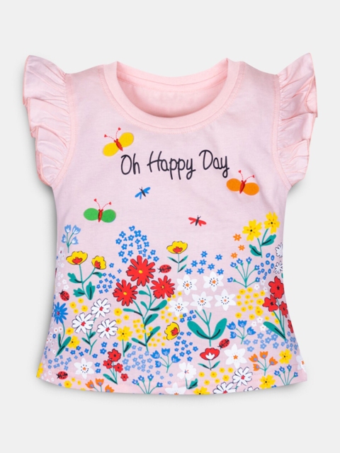 

Hopscotch Girls Pink Printed T-shirt