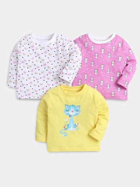

Hopscotch Girls Yellow & Pink 3 Printed T-shirt