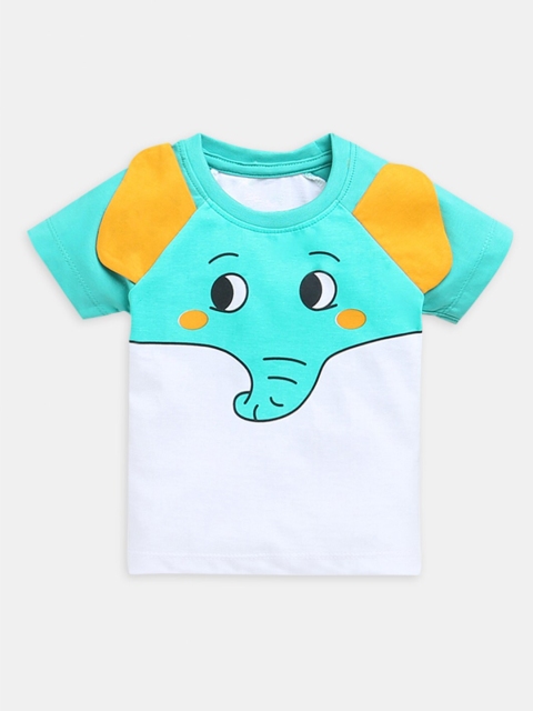 

Hopscotch Boys Blue & White Printed T-shirt