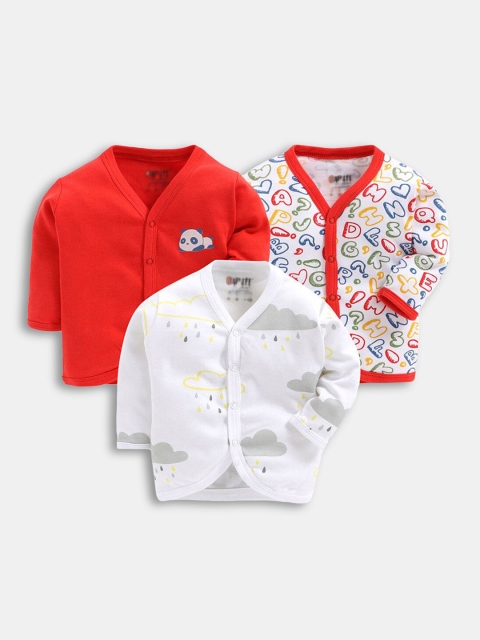 

Hopscotch Boys Pack Of 3 Red & White V-Neck Printed T-shirt