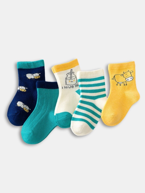 

Hopscotch Kids Boys Pack Of 5 Graphic Printed Ankle-Length Socks, Yellow