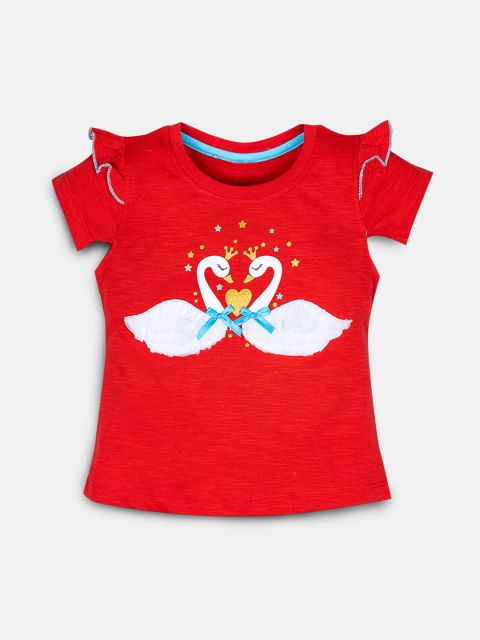 

Hopscotch Girls Red Henley Neck T-shirt